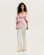 Pink organza off shoulder blouse with meringue flounces Xo Xo