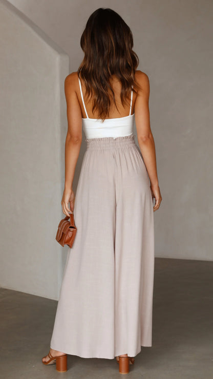 Avery Wide Leg Pants Beige
