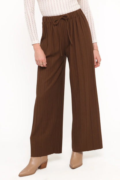 Davis Pleated Knit Pant Brown