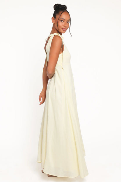 Valara Tie Shoulder Maxi Dress Butter Yellow