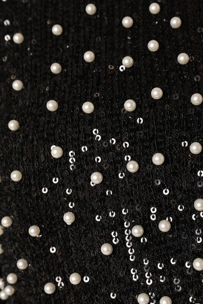 Monica All Over Pearl Crop Jacket Black