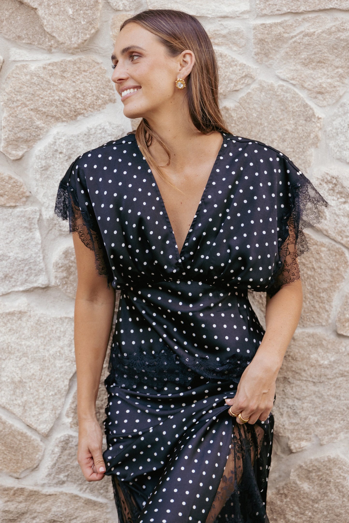 Ailbhe Top Black Polka Dot