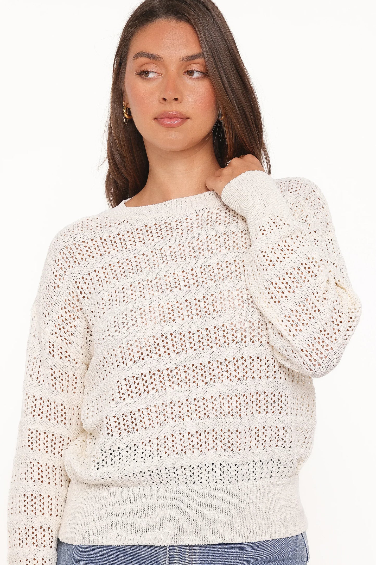 Flavia Open Stitch Sweater Cream