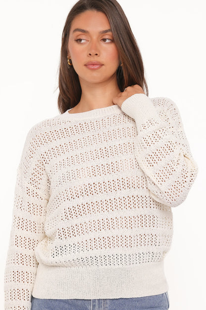 Flavia Open Stitch Sweater Cream