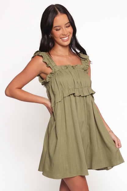 Orion Frill Strap Mini Dress Olive