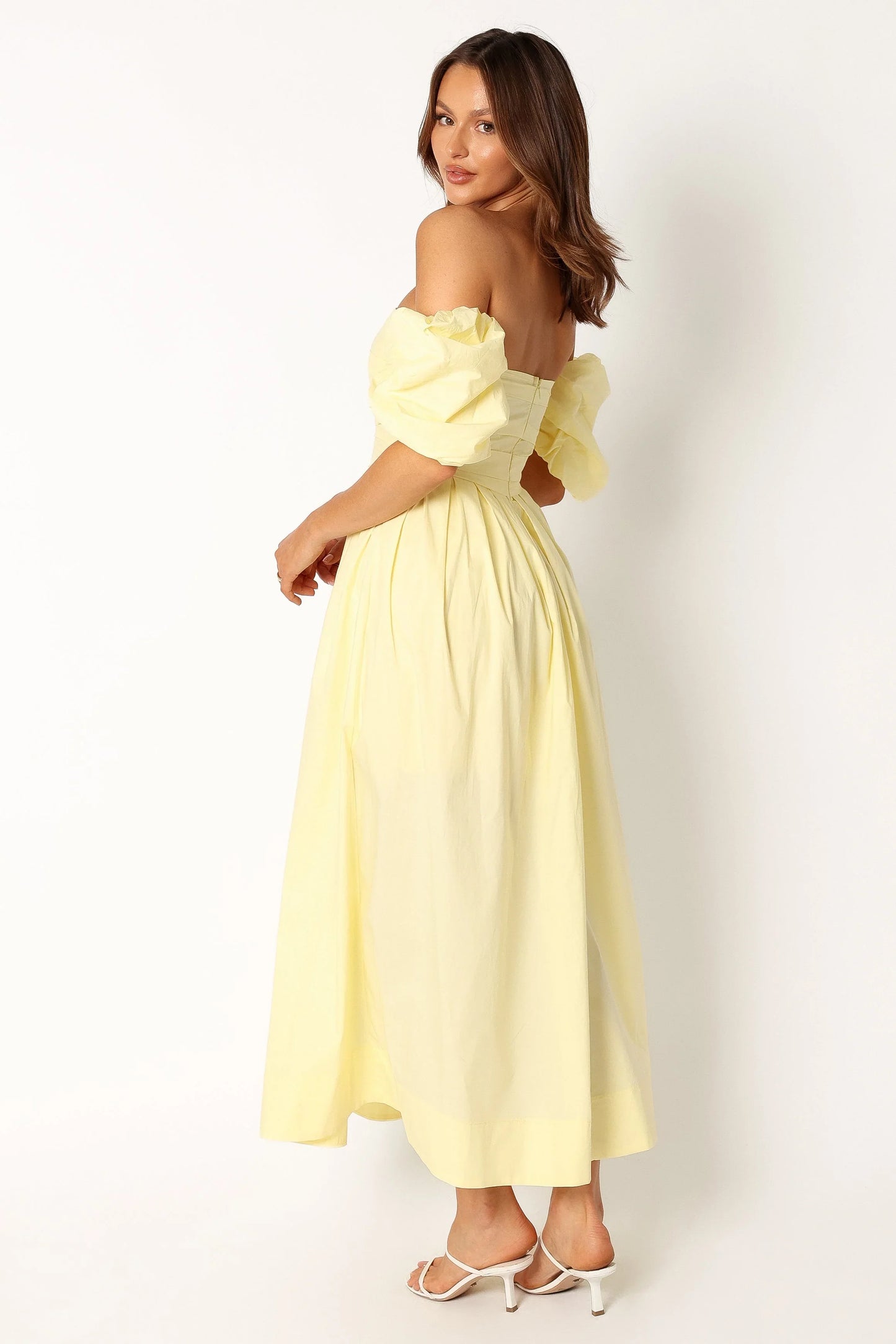 Solana Off Shoulder Midi Dress Yellow