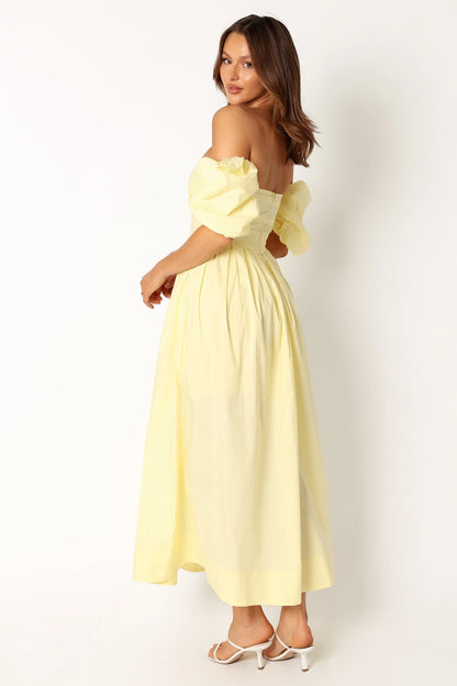 Solana Off Shoulder Midi Dress Yellow