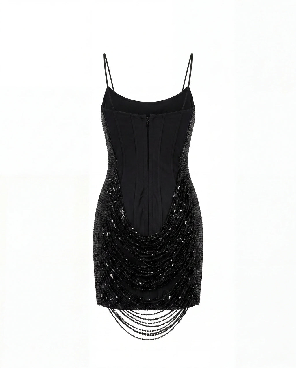 Black corset Mini Dress with Sequins