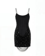 Black corset Mini Dress with Sequins