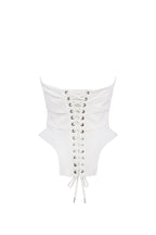 Sleeveless white corset with detachable bow Parisienne