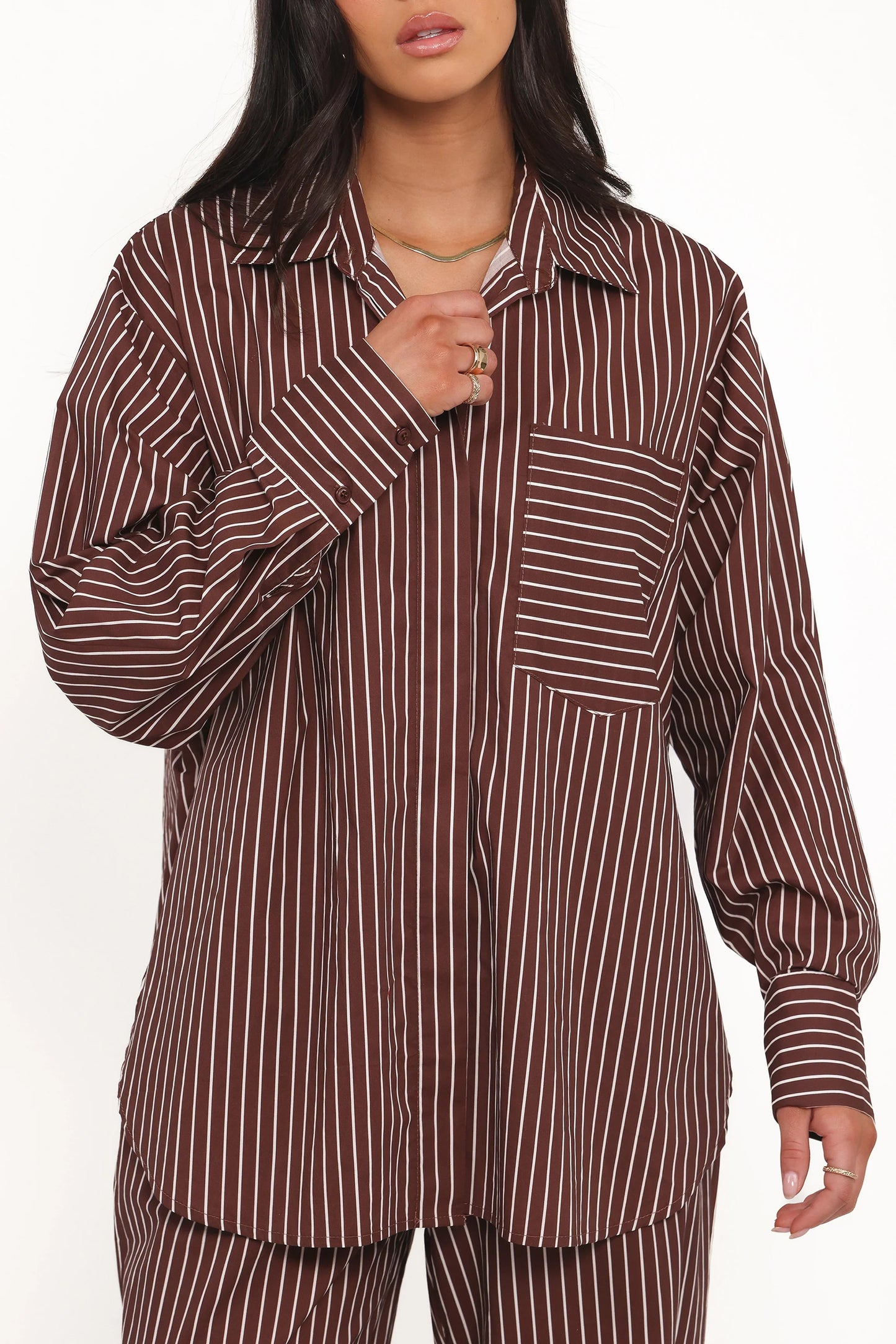Darya Shirt Chocolate Stripe
