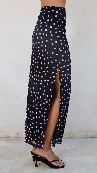 Janika Maxi Skirt Black White Polka Dot