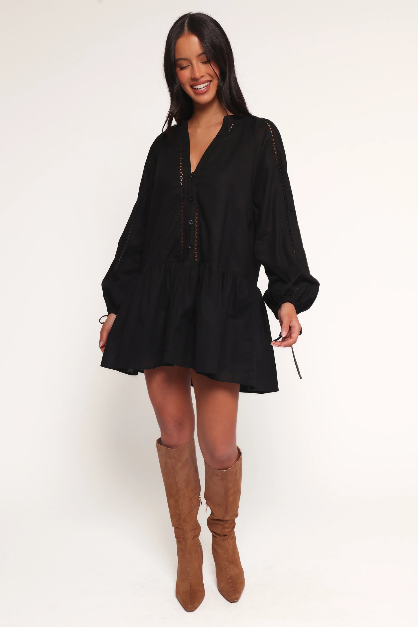 Hart Long Sleeve Mini Dress Black