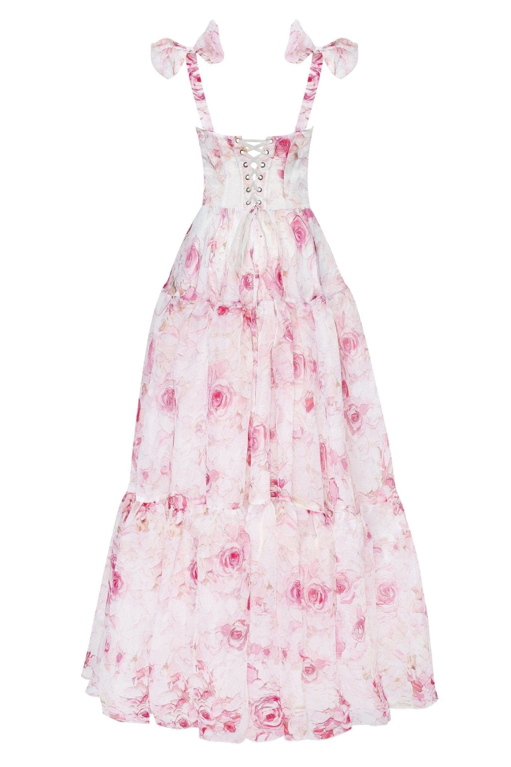 Pink Peony Tender floral maxi tie strap dress