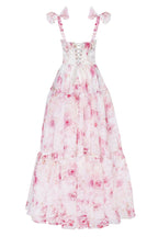 Pink Peony Tender floral maxi tie strap dress