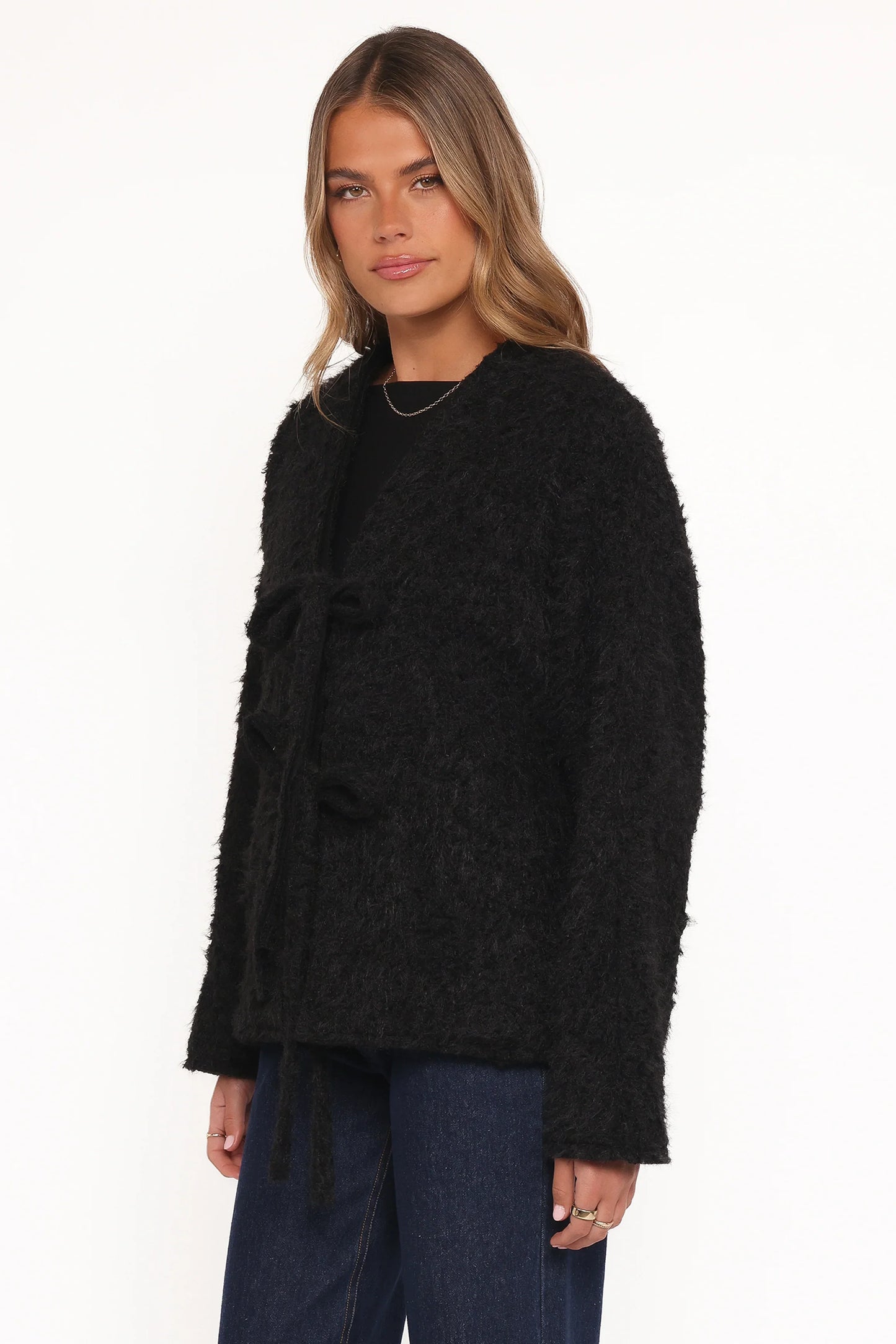 Kimmy Bow Oversized Cardigan Black