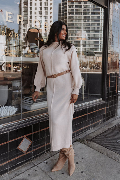 Odile Knit Midi Dress Tan