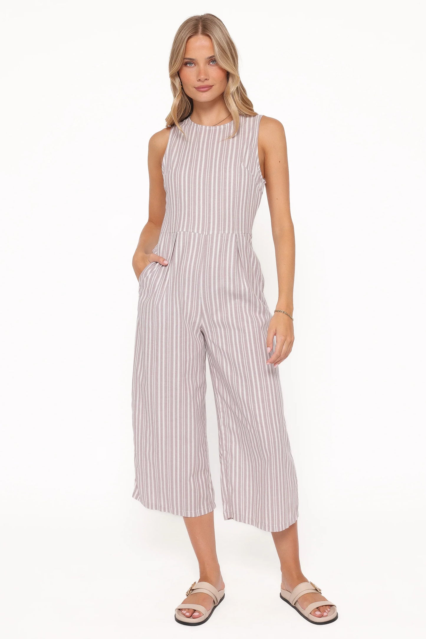 Ester Jumpsuit Beige White Stripe