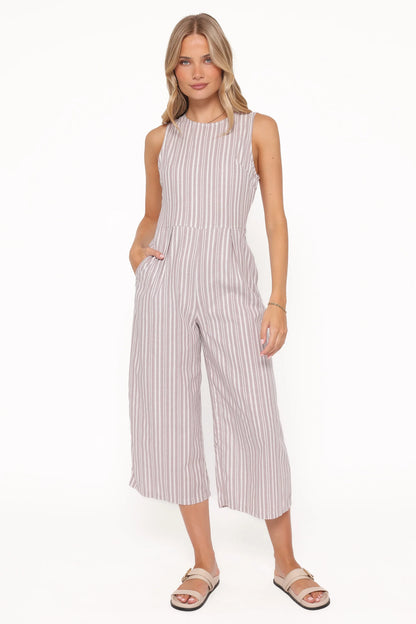 Ester Jumpsuit Beige White Stripe