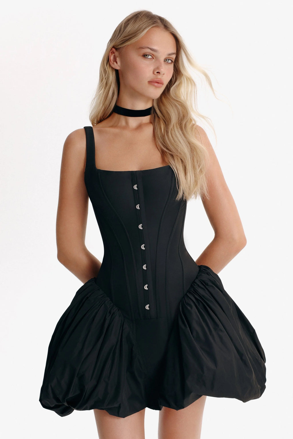 Black corset mini dress