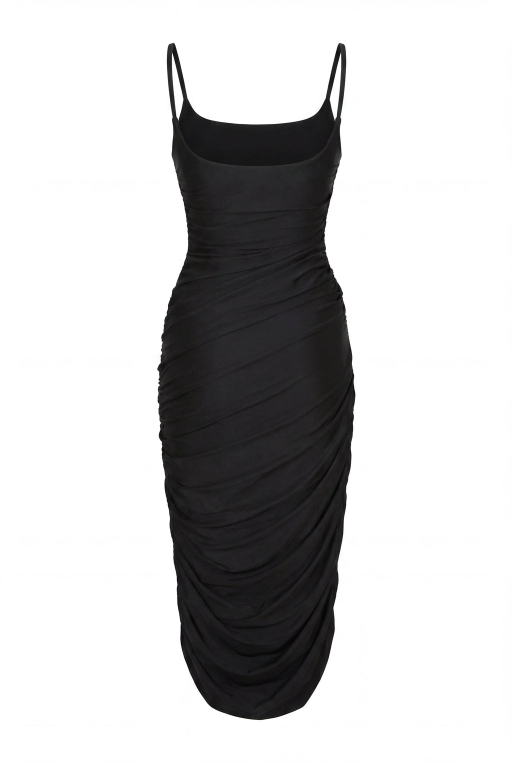 Black Draped Midi Dress