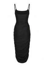 Black Draped Midi Dress