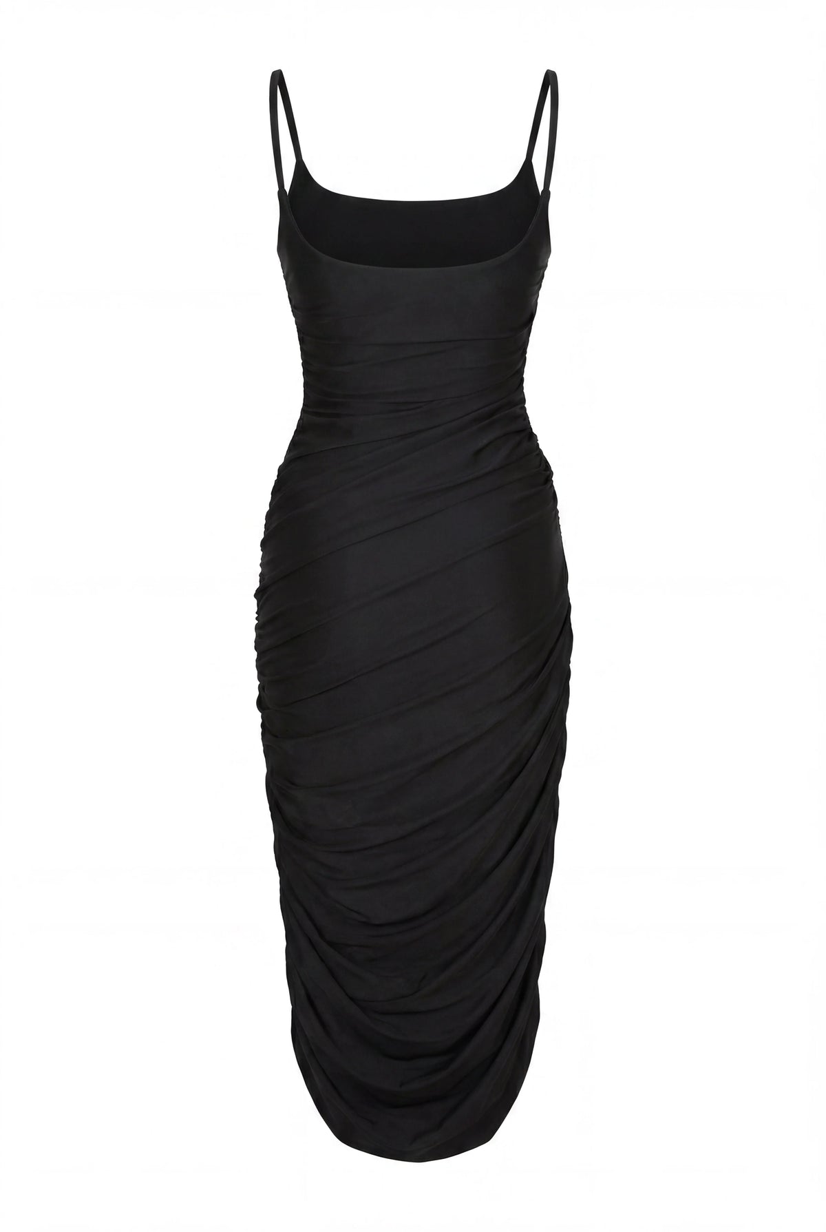 Black Draped Midi Dress