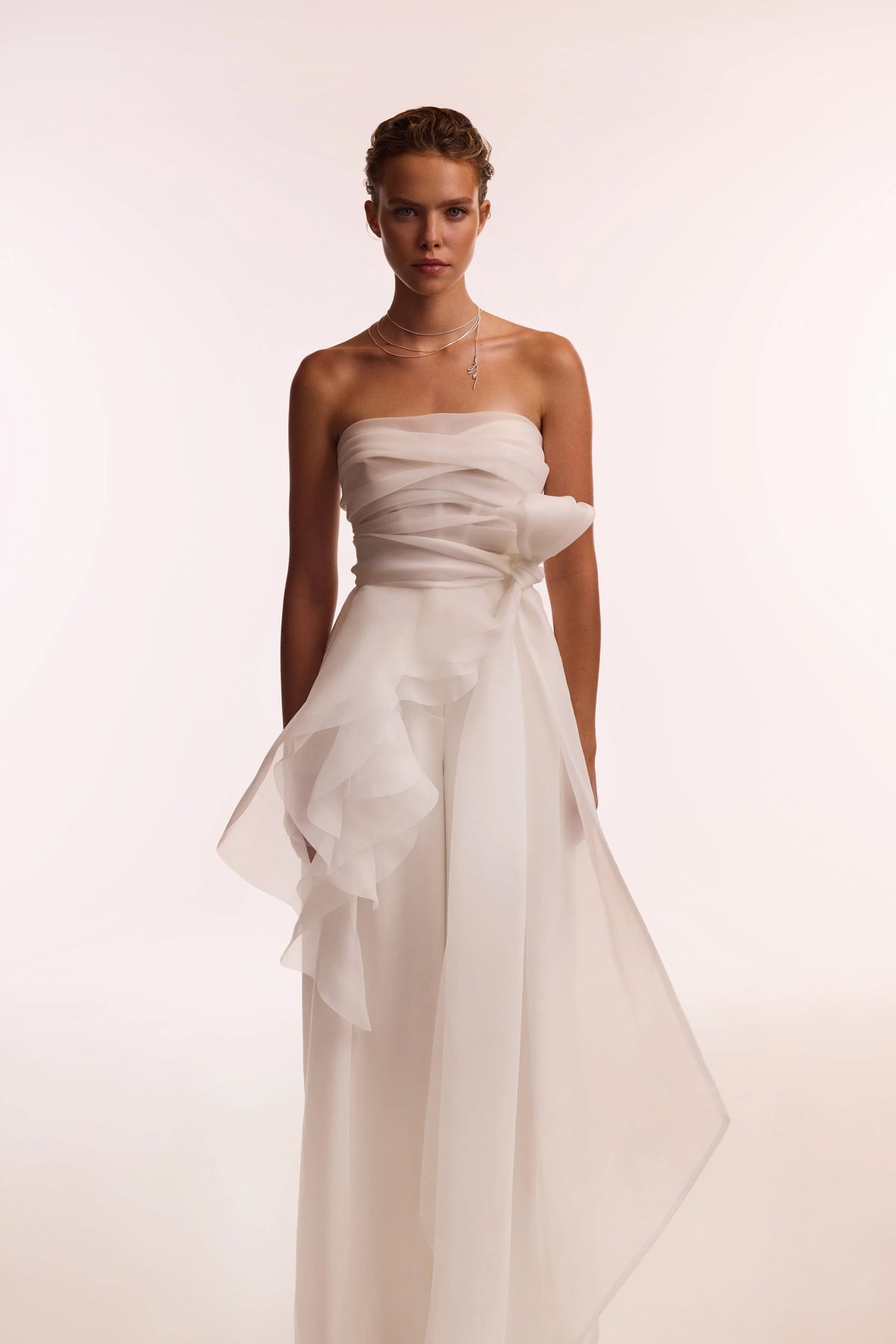 Dreamy blouse with meringue flounces in white Midnight Walk