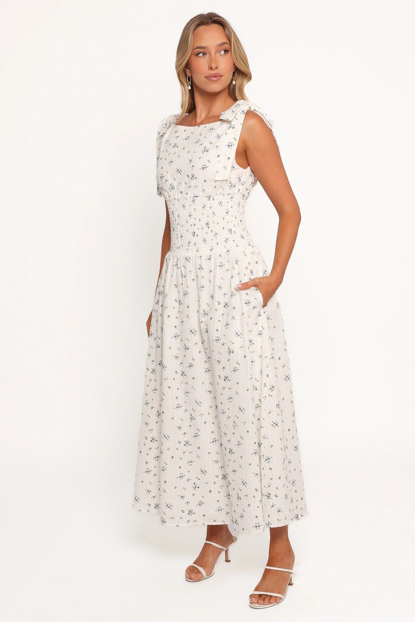 Leticia Midi Dress Blue Ditsy Floral