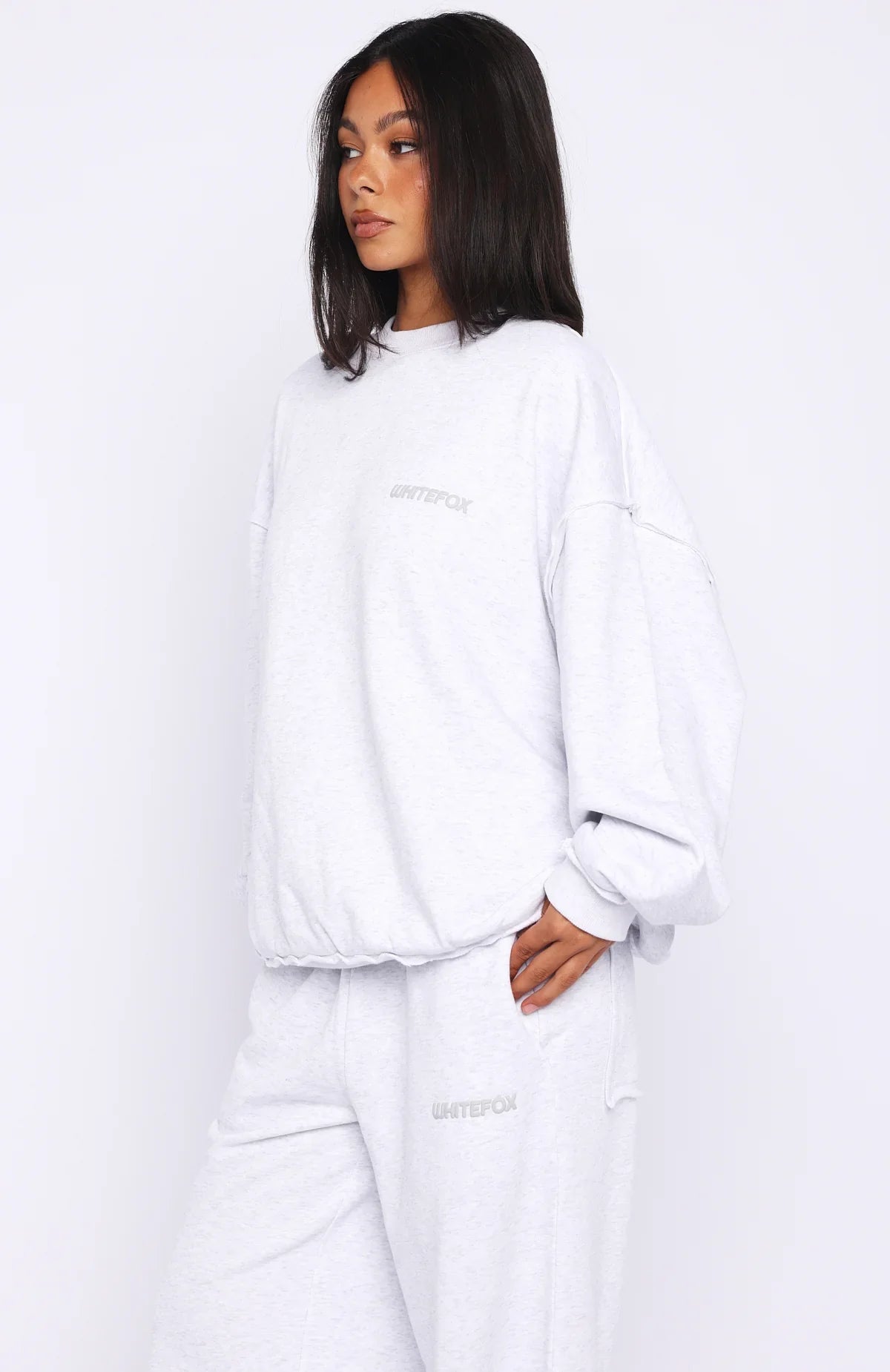 On My Own Terms Oversized Drop Shoulder Sweater Grey Marle