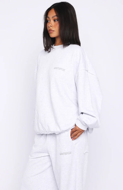 On My Own Terms Oversized Drop Shoulder Sweater Grey Marle