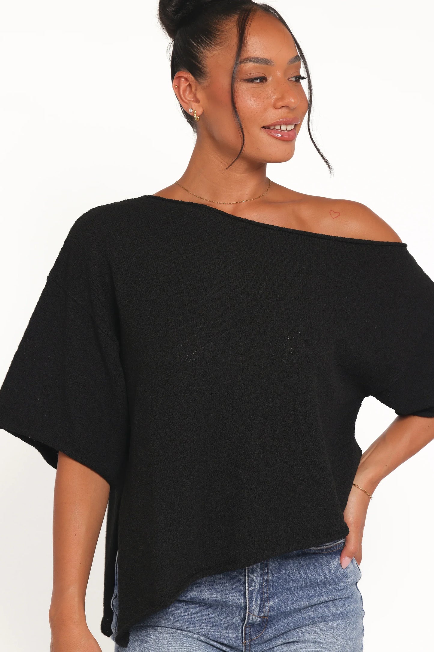 Ardena Boucle Knit Top Black