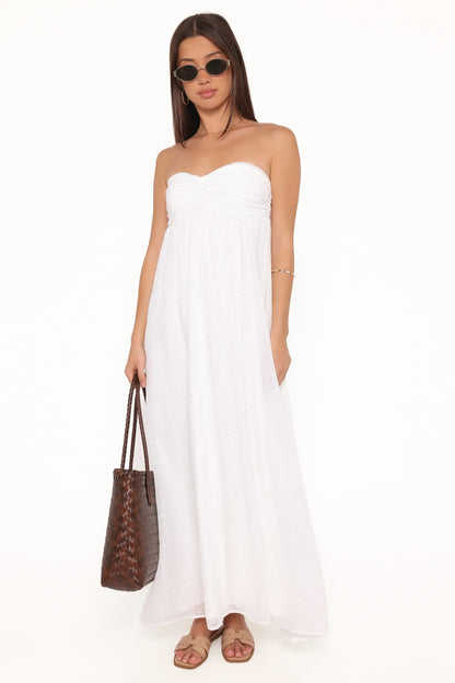 Vee Strapless Maxi Dress White