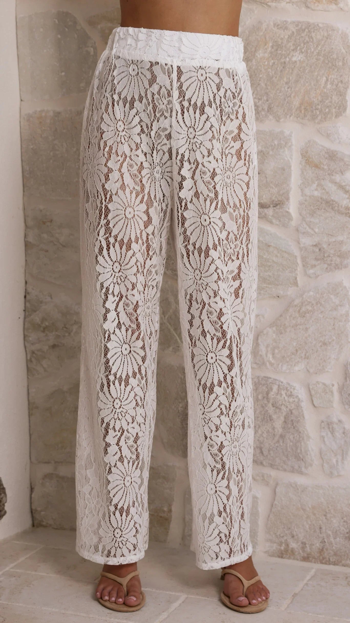 Santana Lace Pants White