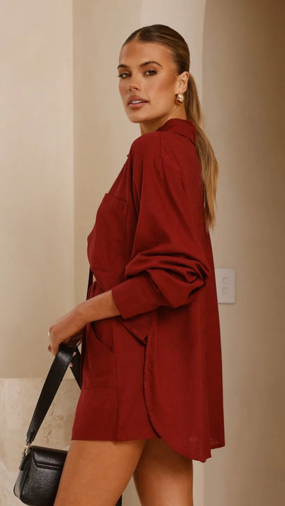 Charla Mini Skort Burgundy