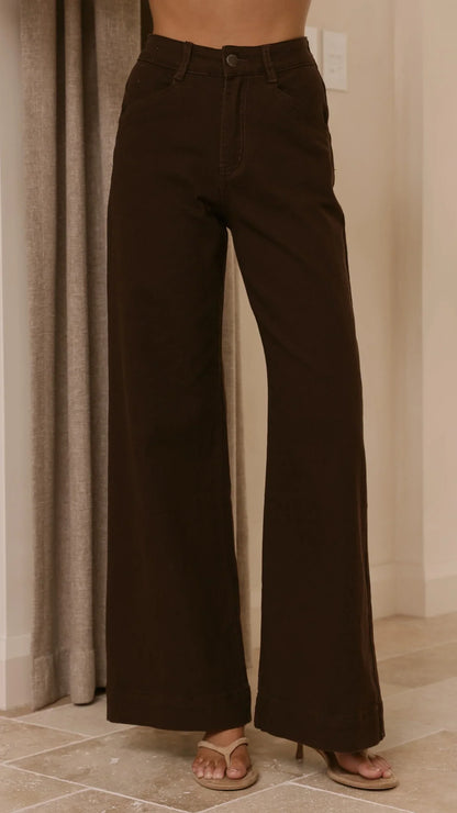 Zandra Wide Leg Jeans Chocolate