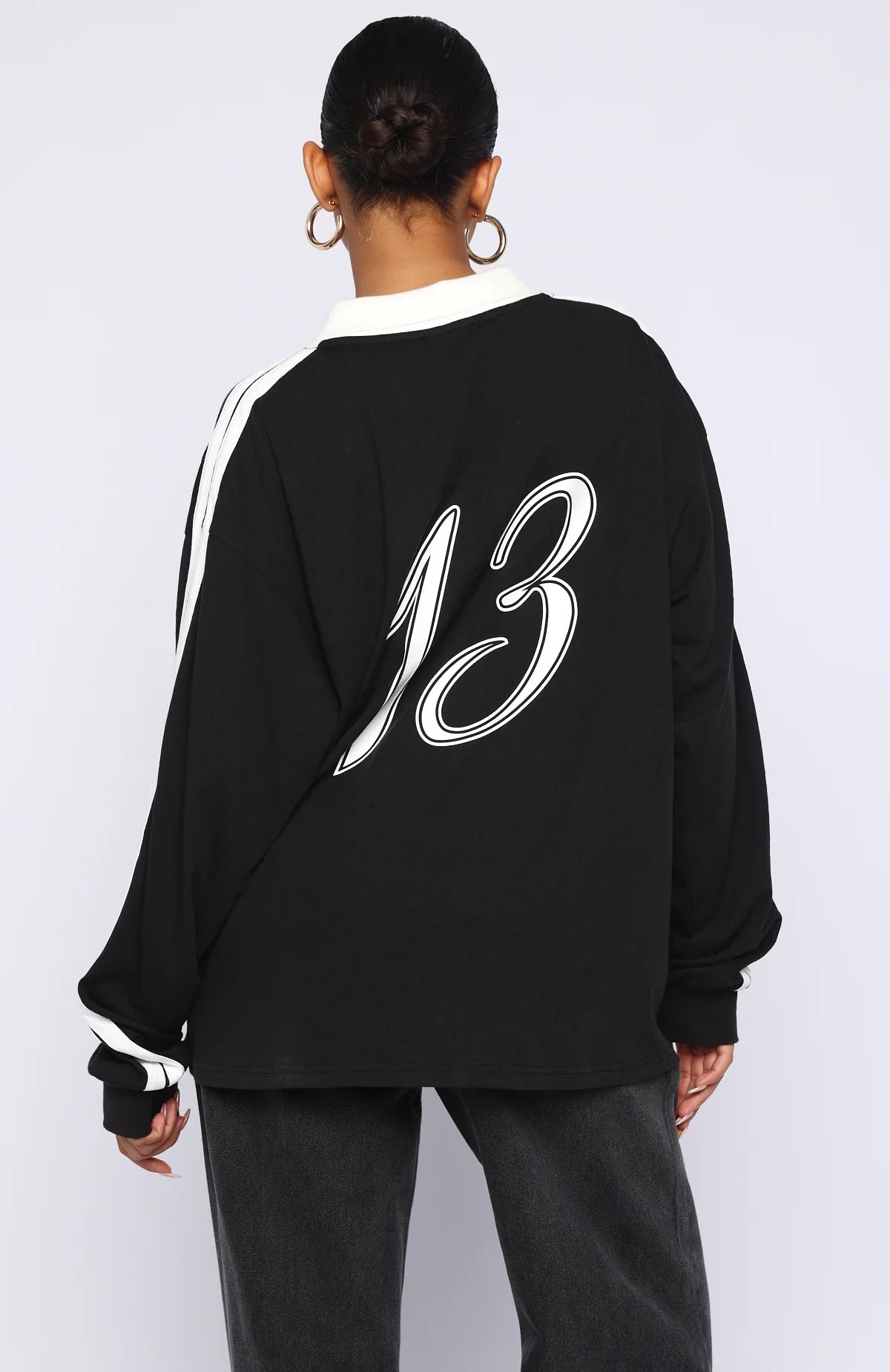 Dreamy Skies Long Sleeve Oversized Jersey Black