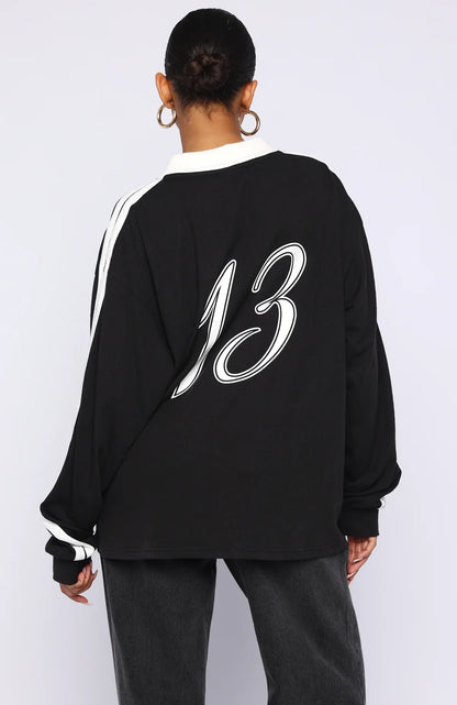 Dreamy Skies Long Sleeve Oversized Jersey Black