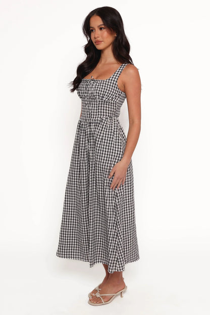 Kinslee Midi Dress Black Gingham