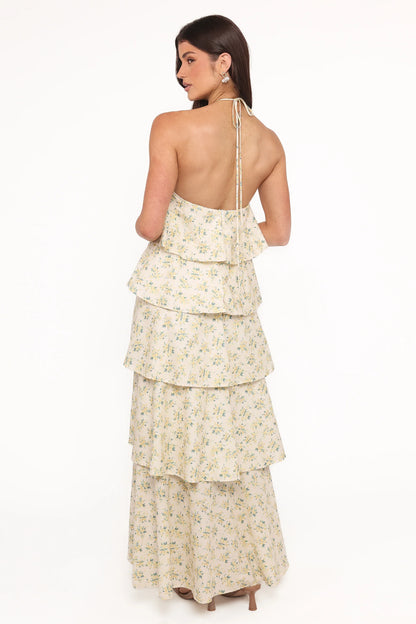 Darlia Halterneck Maxi Dress Yellow Floral