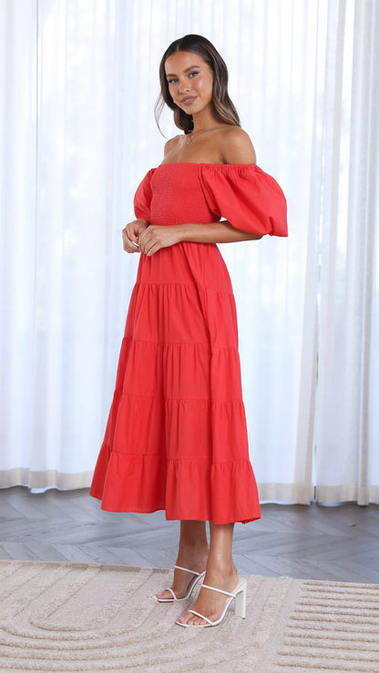 Chyna Midi Dress Red