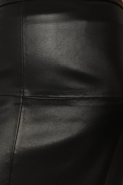 Miller Faux Leather Midi Skirt Black