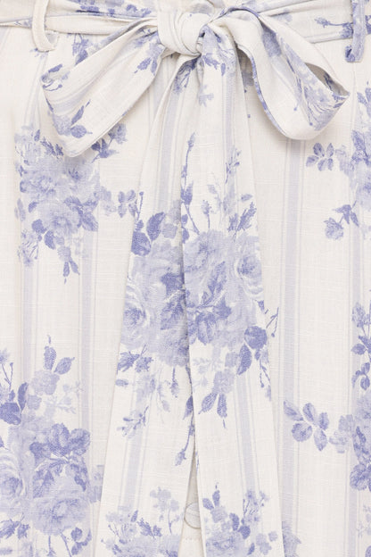 Xander Tie Waist Midi Skirt Lilac Floral