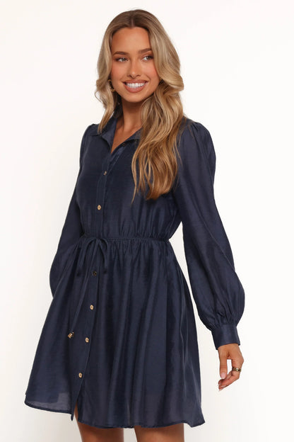 Everett Long Sleeve Mini Dress Navy