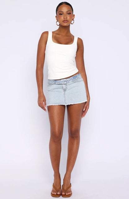 Shining In The Desert Denim Skirt Glacier Blue