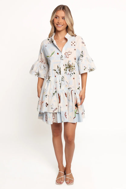 Marguerite Mini Dress Blue Floral