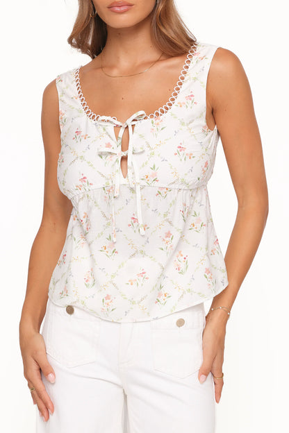 Gail Top White Vintage Floral