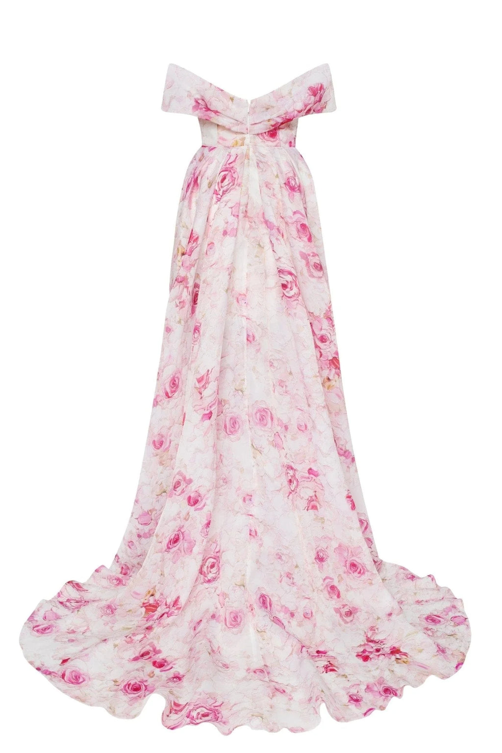 Pink Peony Chic off the shoulder floral maxi dress