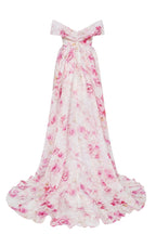 Pink Peony Chic off the shoulder floral maxi dress