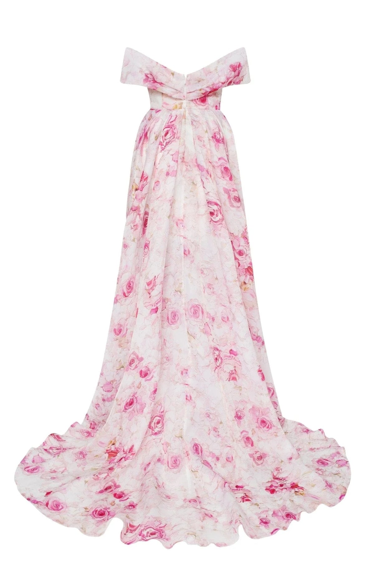Pink Peony Chic off the shoulder floral maxi dress